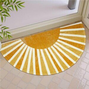 Boho Bathroom Rug Non Slip Washable Half Circle Mat Rainbow Door Mat Soft